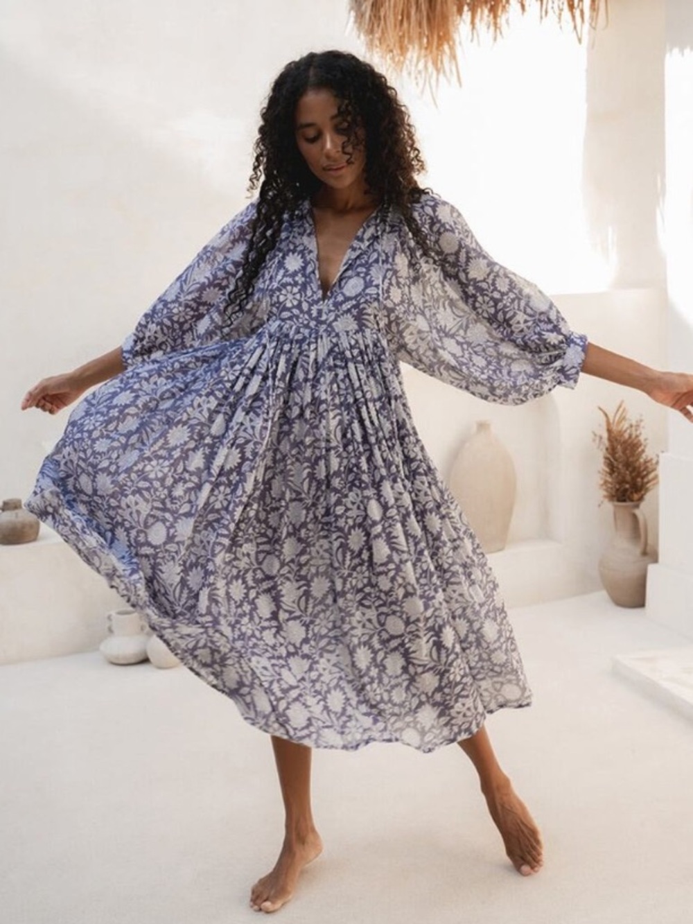 Daughters of India Kyra Iris Midi Dress Size Large